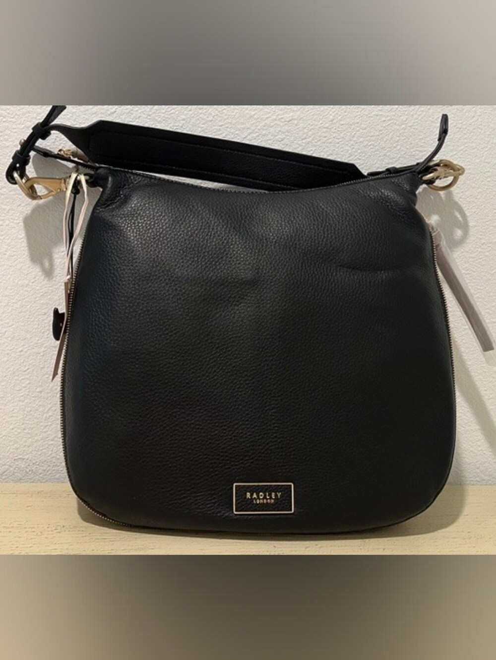 Radley London Pudding Lane Ziptop Hobo In Soft Pebbled Black Leather NWT